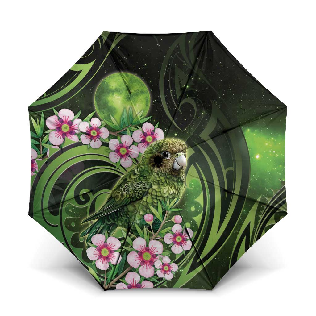 New Zealand Aotearoa Kakapo Umbrella Maori Pattern With Manuka Galaxy Style - Polynesian Pride