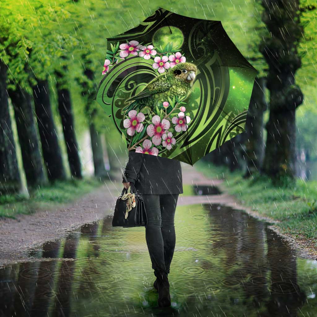 New Zealand Aotearoa Kakapo Umbrella Maori Pattern With Manuka Galaxy Style - Polynesian Pride