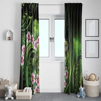 New Zealand Aotearoa Kakapo Window Curtain Maori Pattern With Manuka Galaxy Style - Polynesian Pride