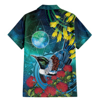 New Zealand Tui Bird Family Matching Mermaid Dress and Hawaiian Shirt Maori Koru With Pohutukawa Galaxy Style - Polynesian Pride