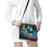 New Zealand Tui Bird Shoulder Handbag Maori Koru With Pohutukawa Galaxy Style - Polynesian Pride