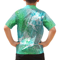 Couple Sea Turtle One Love One Heart Family Matching Off Shoulder Long Sleeve Dress and Hawaiian Shirt LT05 - Polynesian Pride