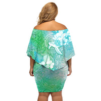 Couple Sea Turtle One Love One Heart Off Shoulder Short Dress LT05 - Polynesian Pride