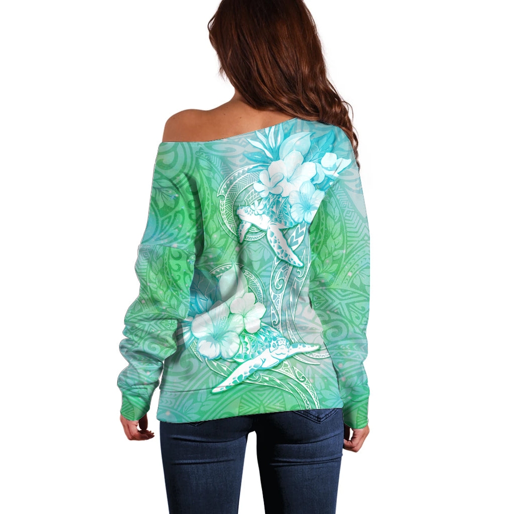 Couple Sea Turtle One Love One Heart Off Shoulder Sweater LT05 - Polynesian Pride