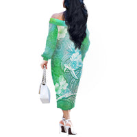 Couple Sea Turtle One Love One Heart Off The Shoulder Long Sleeve Dress LT05 - Polynesian Pride