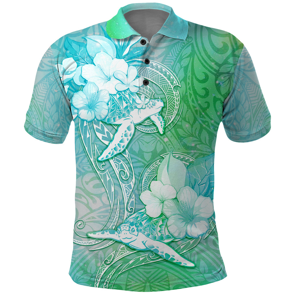 Couple Sea Turtle One Love One Heart Polo Shirt LT05 Aqua - Polynesian Pride