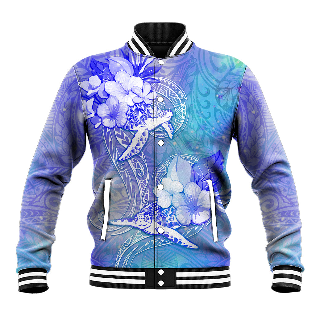 Couple Blue Sea Turtle Heart Love Baseball Jacket LT05 Unisex Blue - Polynesian Pride