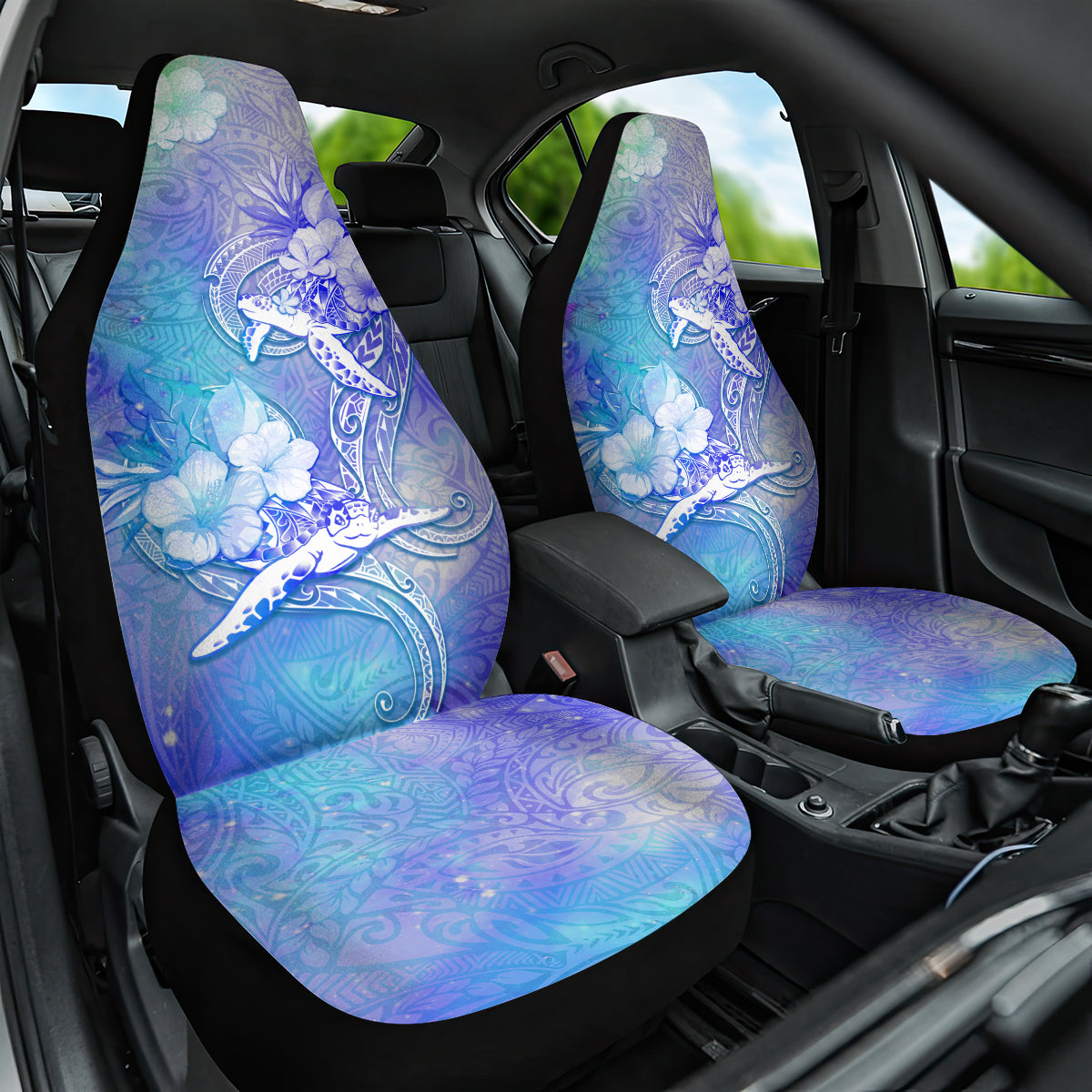 Couple Blue Sea Turtle Heart Love Car Seat Cover LT05 One Size Blue - Polynesian Pride