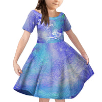 Couple Blue Sea Turtle Heart Love Family Matching Mermaid Dress and Hawaiian Shirt LT05 Daughter's Dress Blue - Polynesian Pride