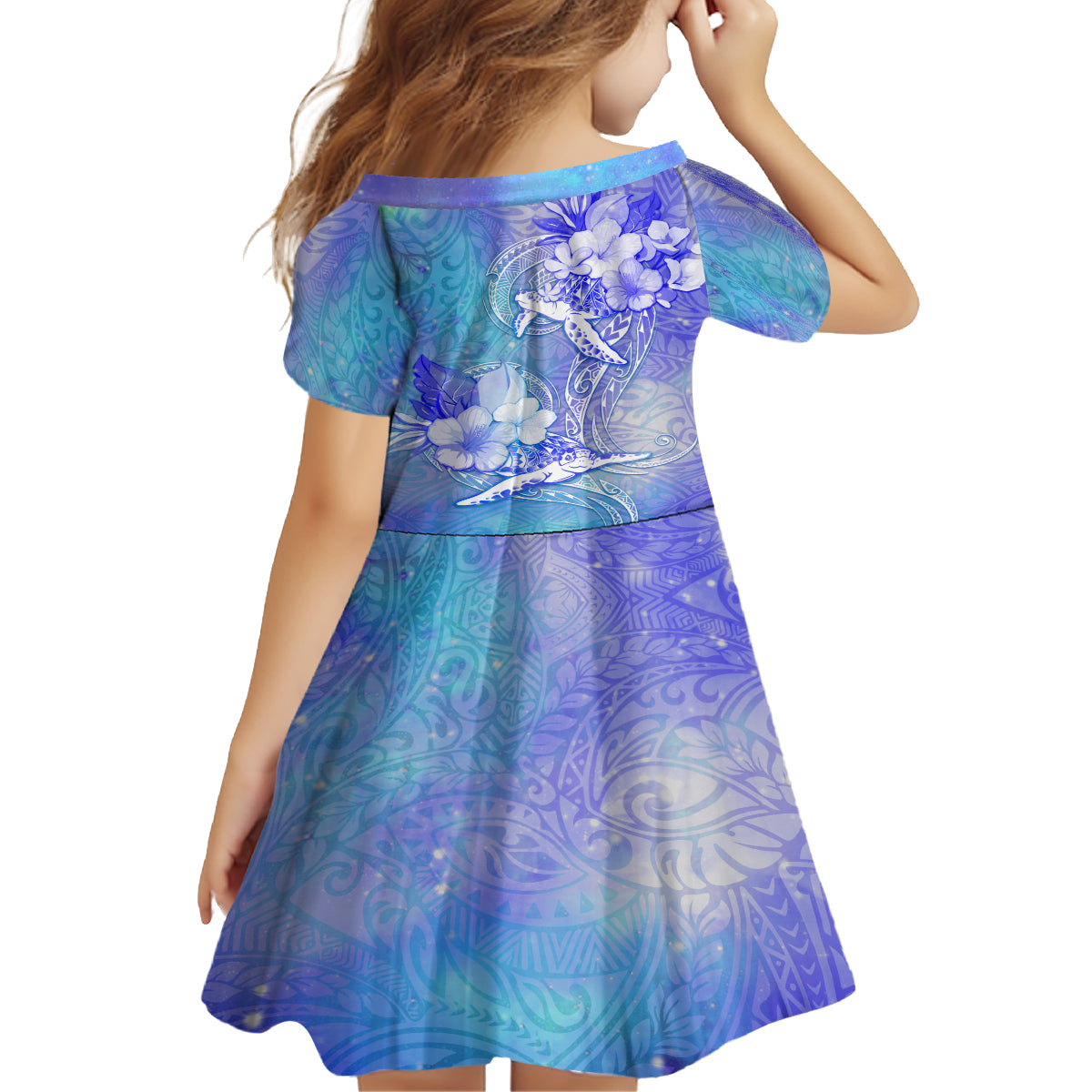 Couple Blue Sea Turtle Heart Love Kid Short Sleeve Dress LT05 - Polynesian Pride