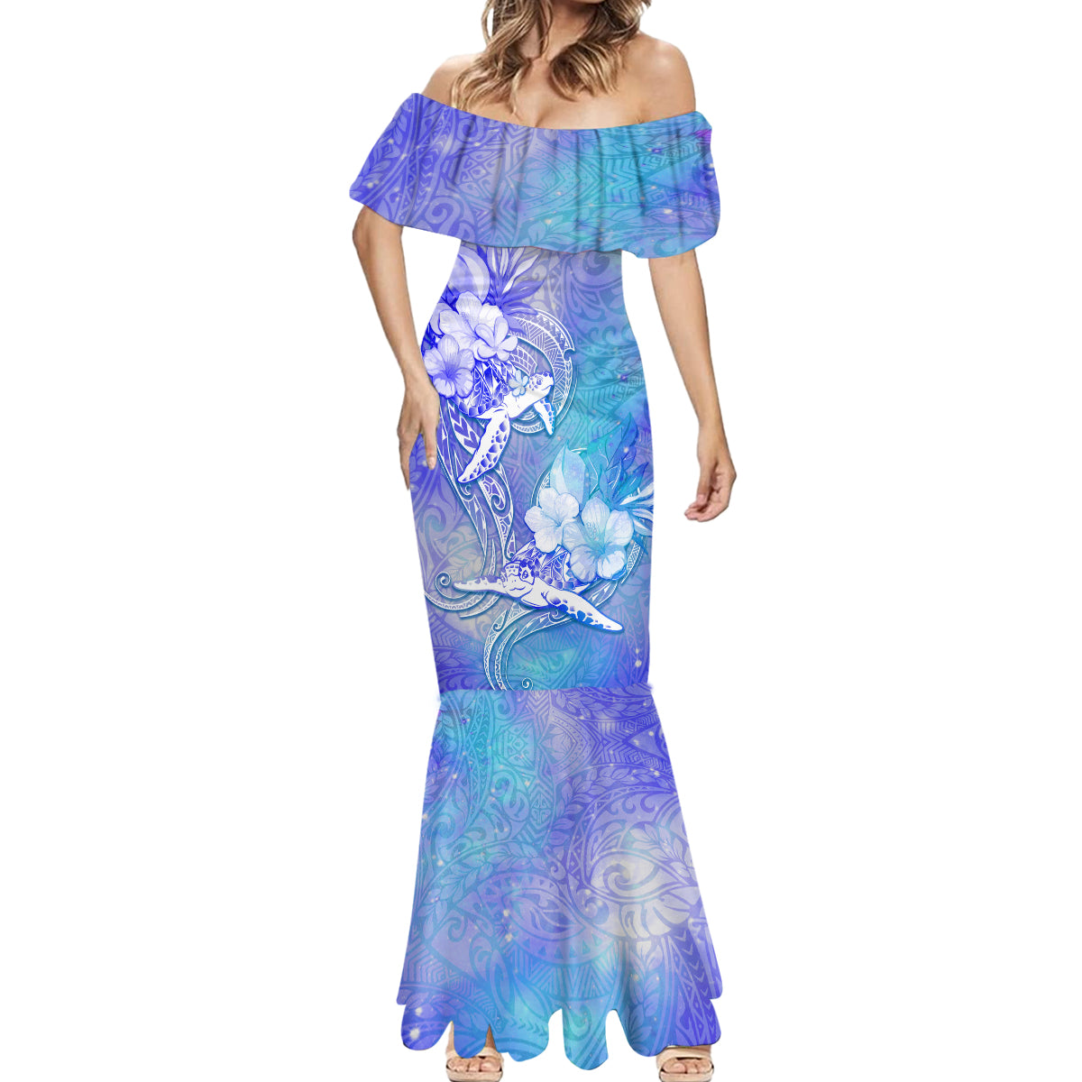 Couple Blue Sea Turtle Heart Love Mermaid Dress LT05 - Polynesian Pride