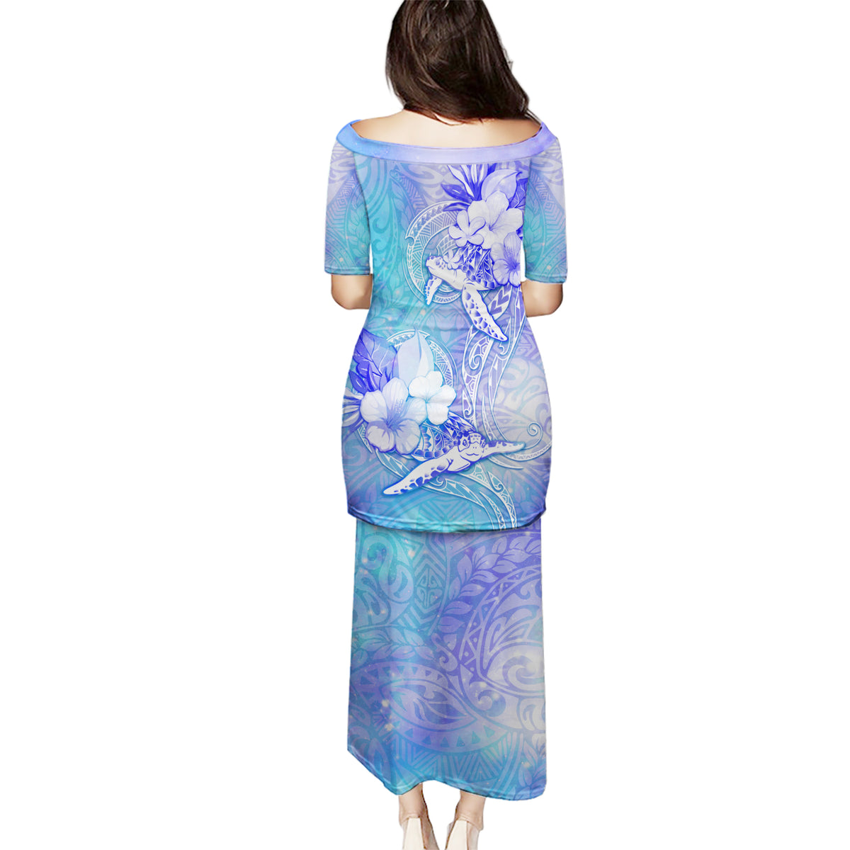 Couple Blue Sea Turtle Heart Love Puletasi LT05 - Polynesian Pride