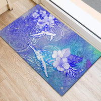Couple Blue Sea Turtle Heart Love Rubber Doormat LT05 - Polynesian Pride
