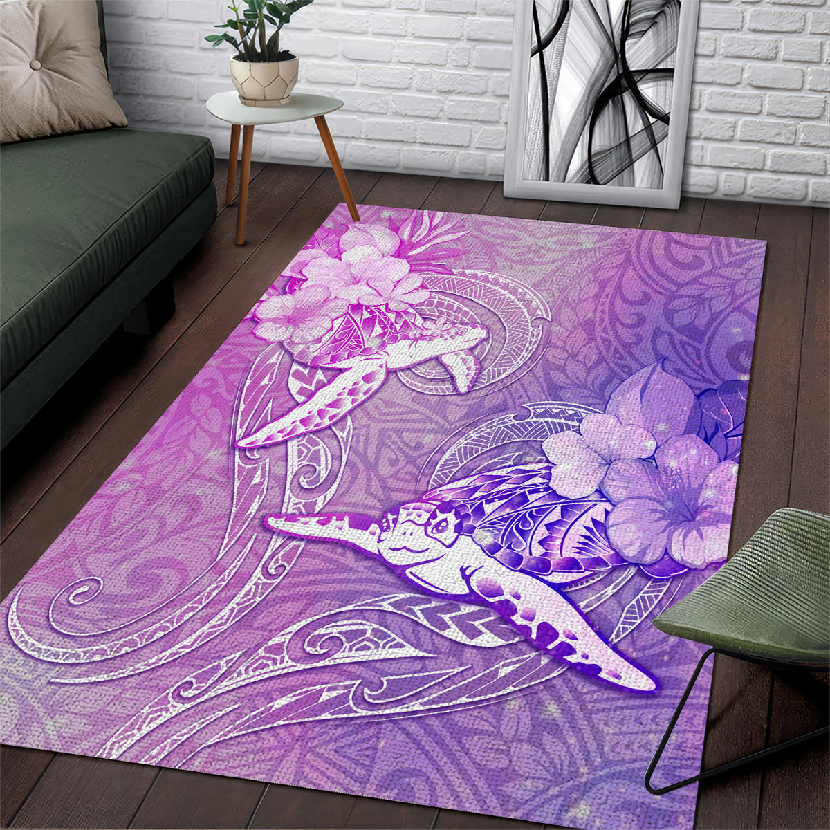 Couple Sea Turtle Love Give Us A Fairytale Area Rug LT05 Pink - Polynesian Pride
