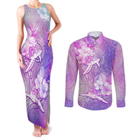 Couple Sea Turtle Love Give Us A Fairytale Couples Matching Tank Maxi Dress and Long Sleeve Button Shirt LT05 Pink - Polynesian Pride