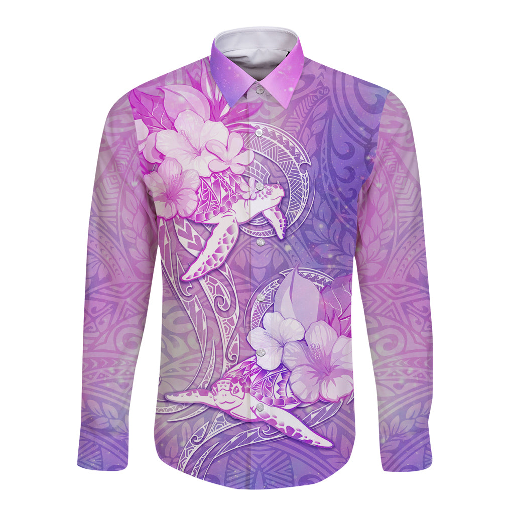 Couple Sea Turtle Love Give Us A Fairytale Long Sleeve Button Shirt LT05 Unisex Pink - Polynesian Pride