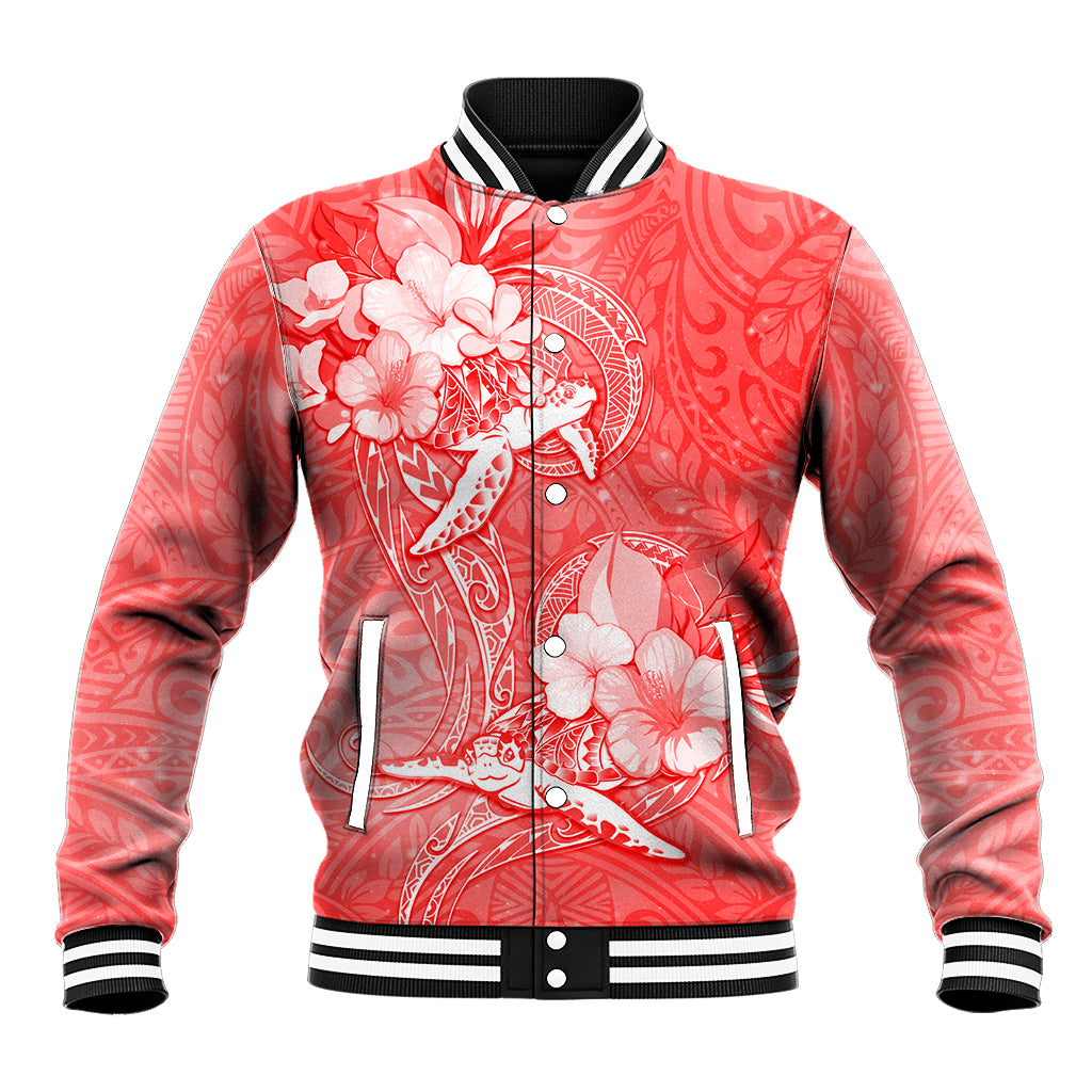 Polynesia Sea Turtle Couple Baseball Jacket Happy Valentine Day Red LT05 Unisex Red - Polynesian Pride