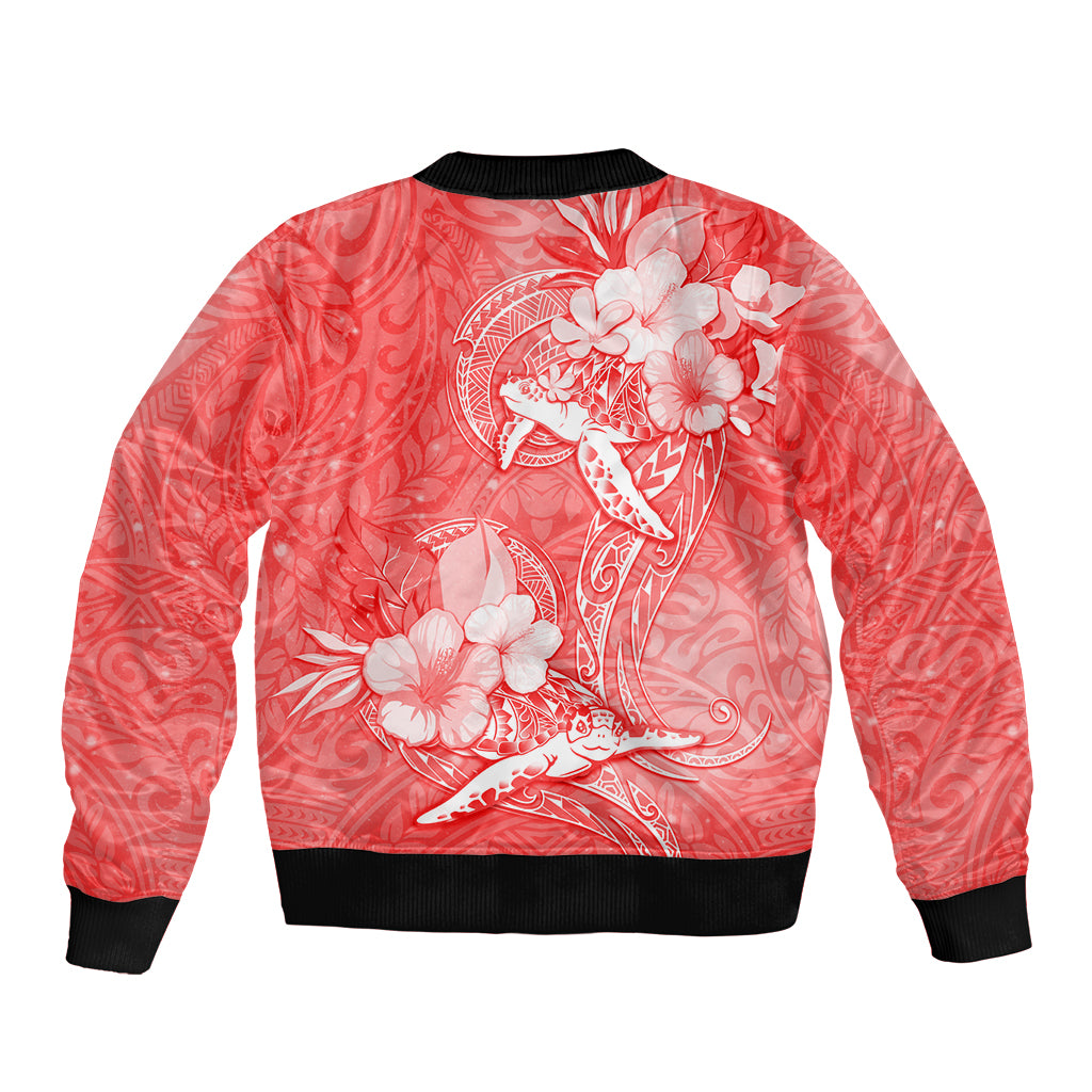 Polynesia Sea Turtle Couple Bomber Jacket Happy Valentine Day Red LT05 - Polynesian Pride