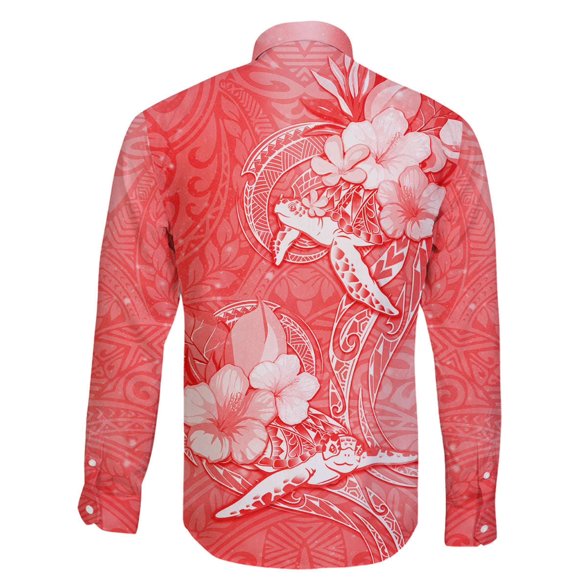 Polynesia Sea Turtle Couple Family Matching Long Sleeve Bodycon Dress and Hawaiian Shirt Happy Valentine Day Red LT05 - Polynesian Pride