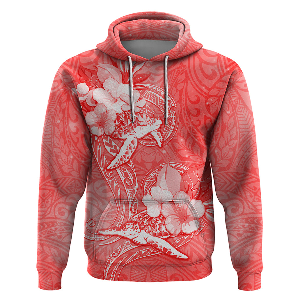 Polynesia Sea Turtle Couple Hoodie Happy Valentine Day Red LT05 Pullover Hoodie Red - Polynesian Pride