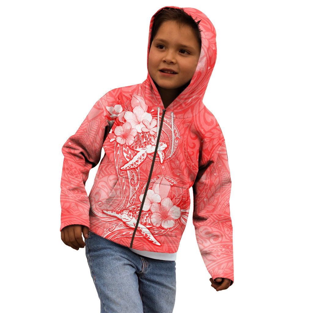 Polynesia Sea Turtle Couple Kid Hoodie Happy Valentine Day Red LT05 - Polynesian Pride