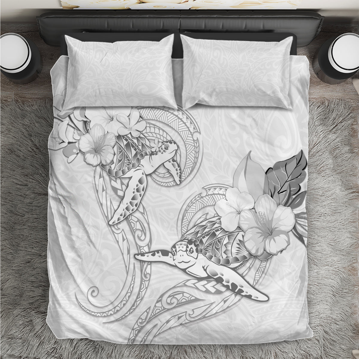 Polynesia Sea Turtle Couple Bedding Set Happy Valentine Day White LT05 White - Polynesian Pride