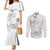 Polynesia Sea Turtle Couple Couples Matching Mermaid Dress and Long Sleeve Button Shirt Happy Valentine Day White LT05 White - Polynesian Pride