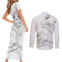 Polynesia Sea Turtle Couple Couples Matching Short Sleeve Bodycon Dress and Long Sleeve Button Shirt Happy Valentine Day White LT05 - Polynesian Pride