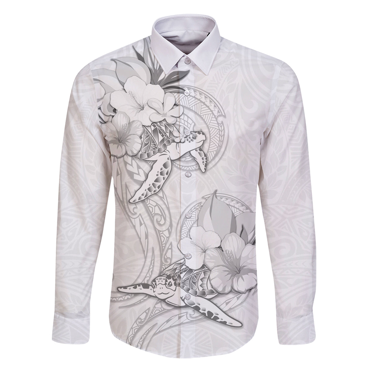 Polynesia Sea Turtle Couple Family Matching Long Sleeve Bodycon Dress and Hawaiian Shirt Happy Valentine Day White LT05 Dad's Shirt - Long Sleeve White - Polynesian Pride