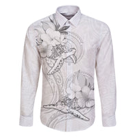 Polynesia Sea Turtle Couple Family Matching Puletasi Dress and Hawaiian Shirt Happy Valentine Day White LT05 Dad's Shirt - Long Sleeve White - Polynesian Pride