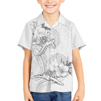 Polynesia Sea Turtle Couple Family Matching Puletasi Dress and Hawaiian Shirt Happy Valentine Day White LT05 Son's Shirt White - Polynesian Pride