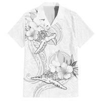 Polynesia Sea Turtle Couple Family Matching Summer Maxi Dress and Hawaiian Shirt Happy Valentine Day White LT05 Dad's Shirt - Short Sleeve White - Polynesian Pride