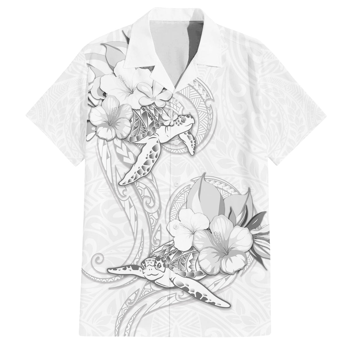 Polynesia Sea Turtle Couple Family Matching Tank Maxi Dress and Hawaiian Shirt Happy Valentine Day White LT05 Dad's Shirt - Short Sleeve White - Polynesian Pride
