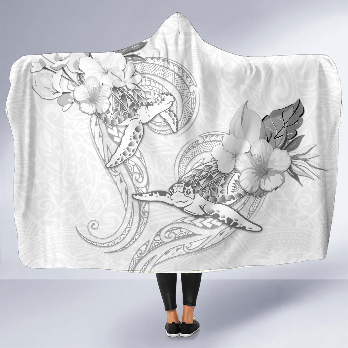 Polynesia Sea Turtle Couple Hooded Blanket Happy Valentine Day White LT05 - Polynesian Pride