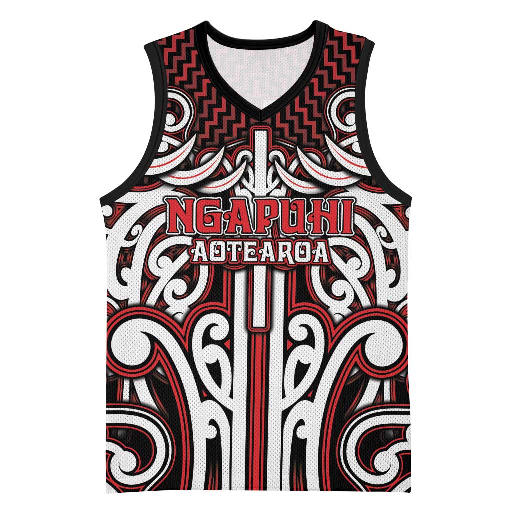Custom Aotearoa Ngapuhi Basketball Jersey Maori Tribal Pattern Mix Poutama