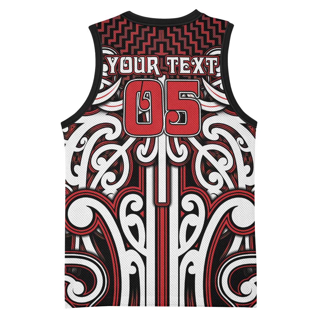 Custom Aotearoa Ngapuhi Basketball Jersey Maori Tribal Pattern Mix Poutama