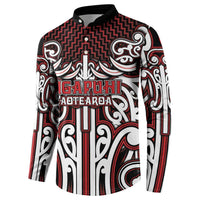 Custom Aotearoa Ngapuhi Button Sweatshirt Maori Tribal Pattern Mix Poutama