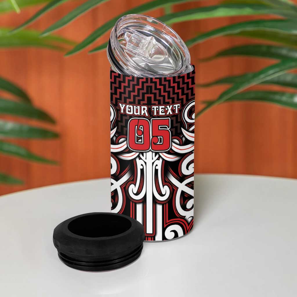 Custom Aotearoa Ngapuhi 4 in 1 Can Cooler Tumbler Maori Tribal Pattern Mix Poutama