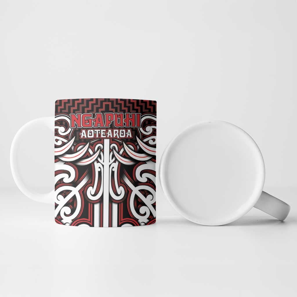 Custom Aotearoa Ngapuhi Ceramic Mug Maori Tribal Pattern Mix Poutama