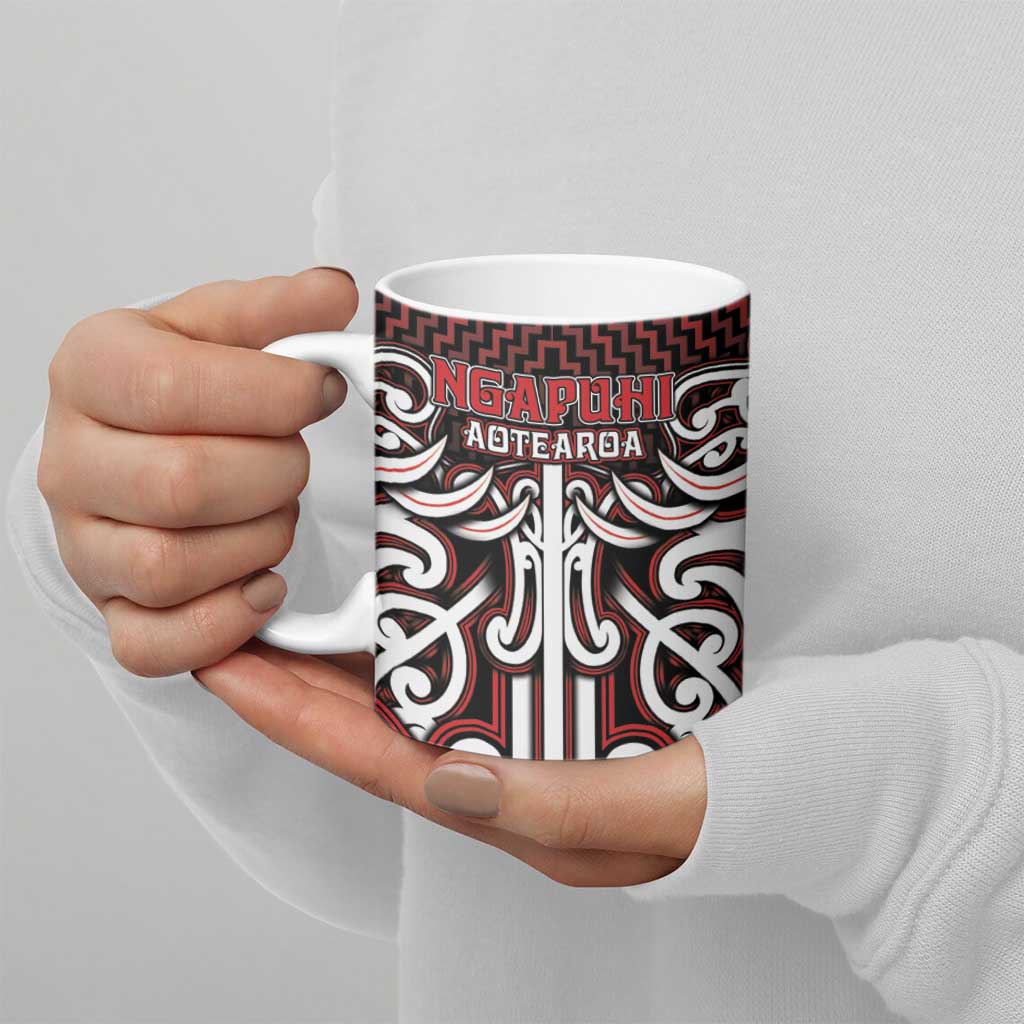 Custom Aotearoa Ngapuhi Ceramic Mug Maori Tribal Pattern Mix Poutama