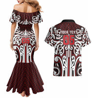 Custom Aotearoa Ngapuhi Couples Matching Mermaid Dress and Hawaiian Shirt Maori Tribal Pattern Mix Poutama
