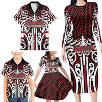 Custom Aotearoa Ngapuhi Family Matching Long Sleeve Bodycon Dress and Hawaiian Shirt Maori Tribal Pattern Mix Poutama LT05 - Polynesian Pride