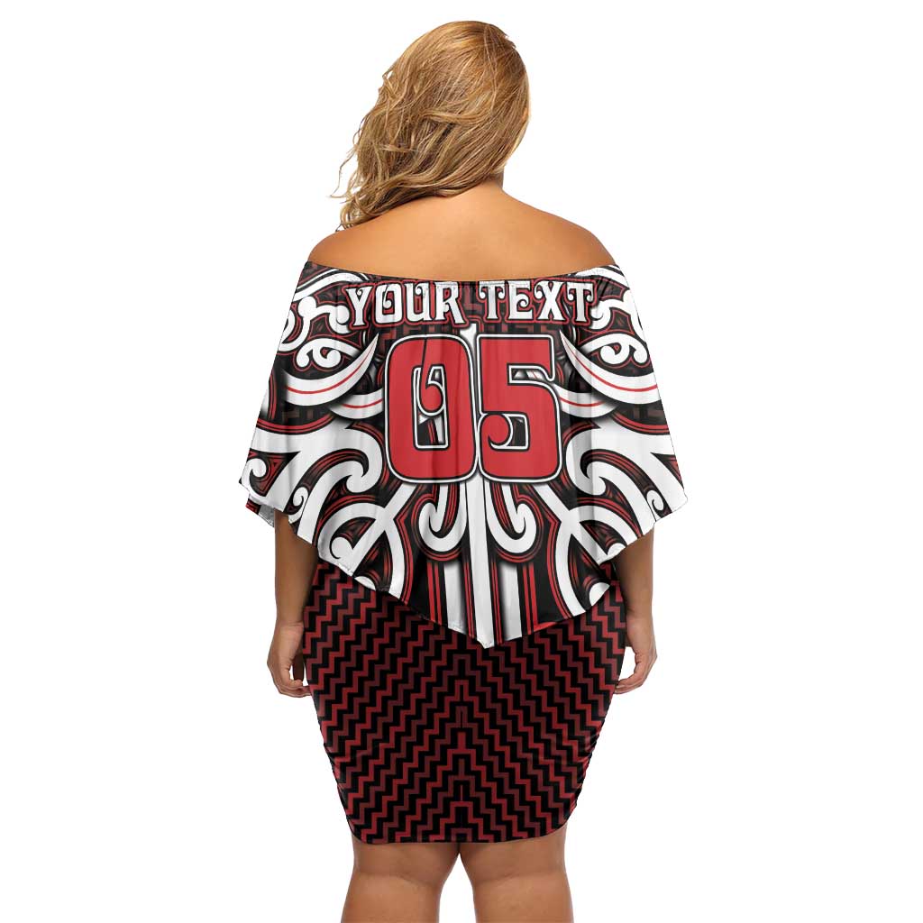 Custom Aotearoa Ngapuhi Family Matching Off Shoulder Short Dress and Hawaiian Shirt Maori Tribal Pattern Mix Poutama LT05 - Polynesian Pride