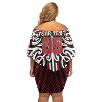 Custom Aotearoa Ngapuhi Family Matching Off Shoulder Short Dress and Hawaiian Shirt Maori Tribal Pattern Mix Poutama LT05 - Polynesian Pride