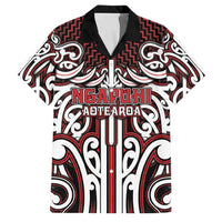 Custom Aotearoa Ngapuhi Family Matching Puletasi and Hawaiian Shirt Maori Tribal Pattern Mix Poutama LT05 Dad's Shirt - Short Sleeve Red - Polynesian Pride