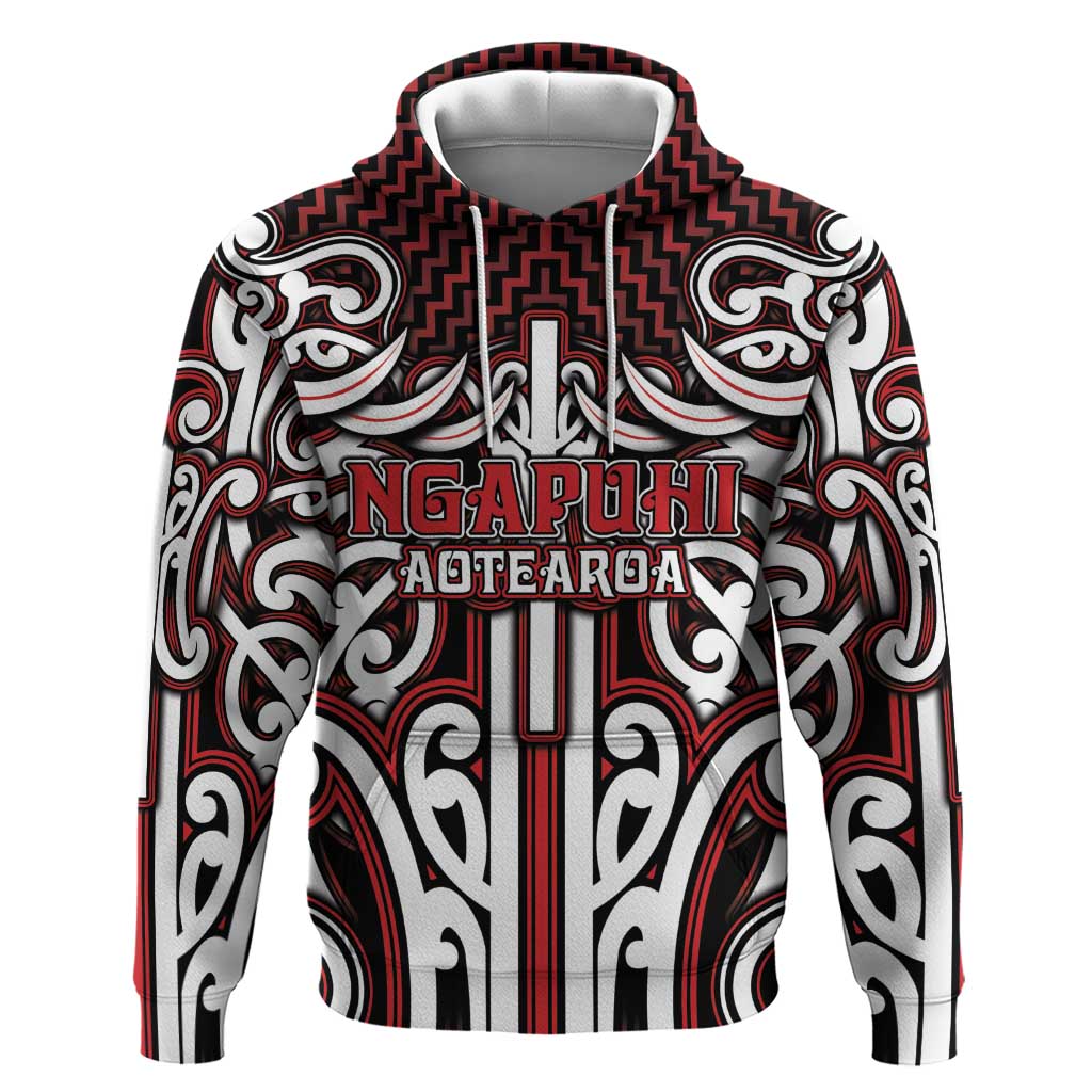 Custom Aotearoa Ngapuhi Hoodie Maori Tribal Pattern Mix Poutama