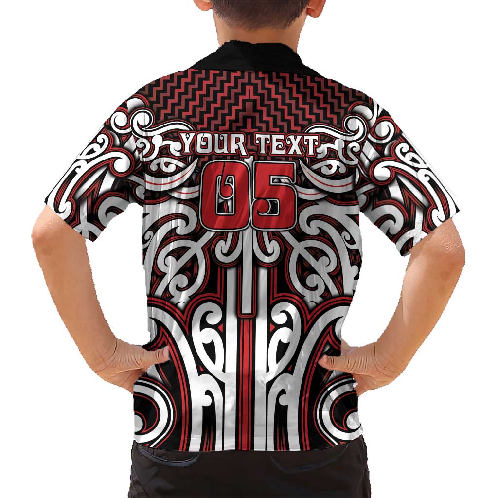 Custom Aotearoa Ngapuhi Kid Hawaiian Shirt Maori Tribal Pattern Mix Poutama