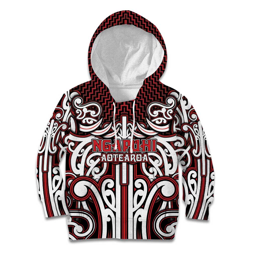 Custom Aotearoa Ngapuhi Kid Hoodie Maori Tribal Pattern Mix Poutama
