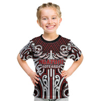 Custom Aotearoa Ngapuhi Kid T Shirt Maori Tribal Pattern Mix Poutama