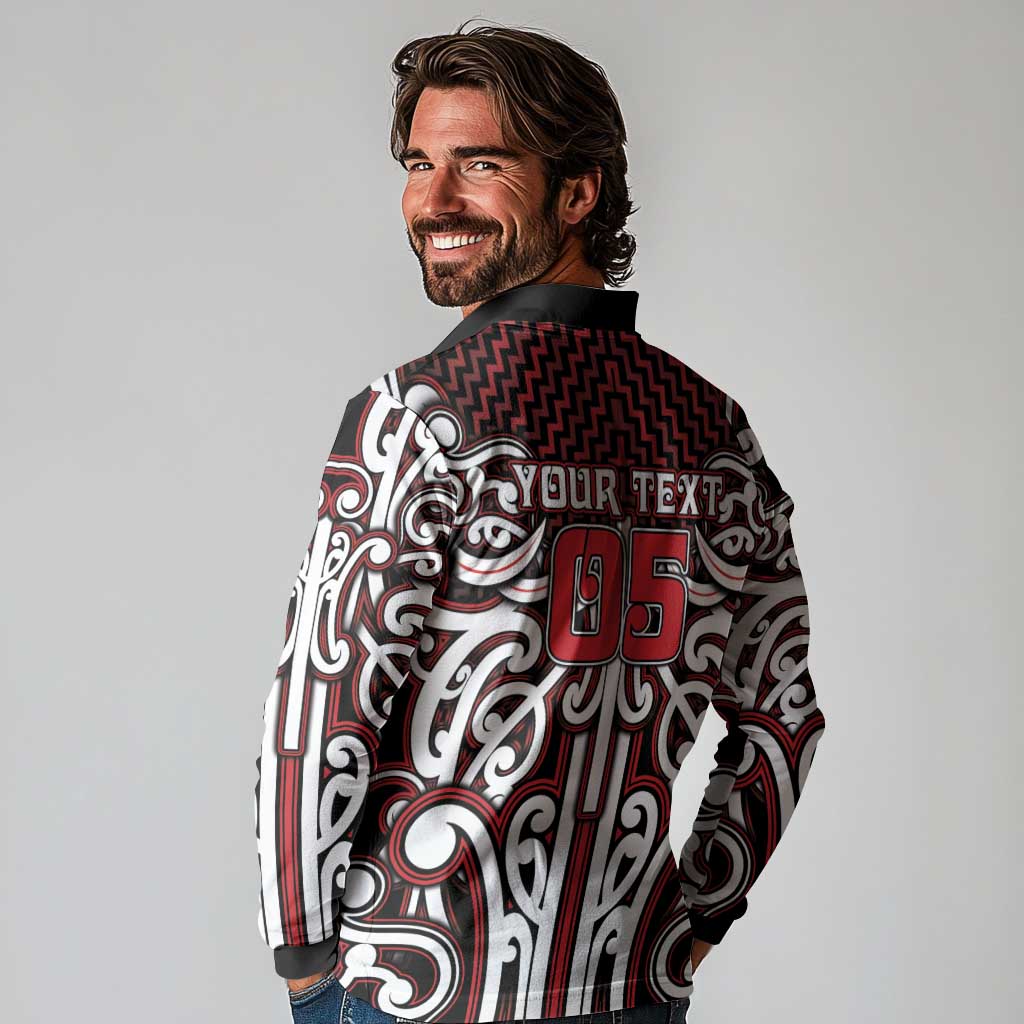 Custom Aotearoa Ngapuhi Long Sleeve Polo Shirt Maori Tribal Pattern Mix Poutama